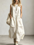 Women's Sleeveless Round Neck Wide-leg Jumpsuit