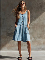 Effortless Chic Sleeveless Denim Shift Dress for Women