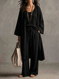 Neutral Beige Linen-Blend Two-Piece Lounge Set