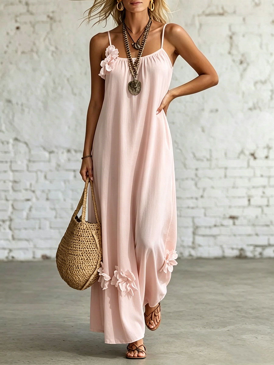 Women's Sleeveless Straps Loose-fit Casual Dress