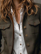 Groovy Collared Long Sleeve Outerwear
