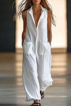 Sleeveless Solid Color Round Neck Jumpsuit