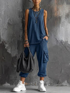 Oversized Sleeveless Top & Cargo Jogger Set