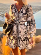Women Vintage Printed Beach Dresses