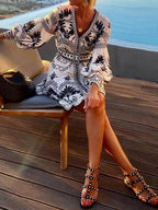Women Vintage Printed Beach Dresses