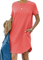 🔥Women's Casual Short Sleeve T Shirt Dress Basic Dresses with Pockets(Buy 2 Free Shipping)