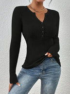 Elegant Chic Slim Fit Long Sleeve Round Neck Tops