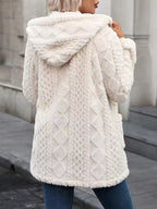 Women’s Fuzzy Hooded Button Coat