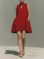 Modern Qipao-Inspired Linen Shift Dress