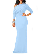 2025 Women's Elegant Sleeveless Off Shoulder Bodycon Long Formal Party Evening Dress
