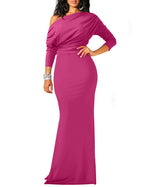 2025 Women's Elegant Sleeveless Off Shoulder Bodycon Long Formal Party Evening Dress