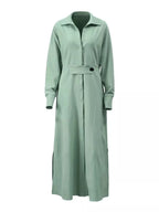 Side Slit Long Sleeve Shirt Dress