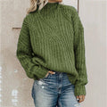 Turtleneck Cable Knit Long Sleeve Loose Sweater