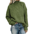 Turtleneck Cable Knit Long Sleeve Loose Sweater