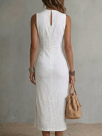 Women's Stand-collar Cotton-linen Vest Dress