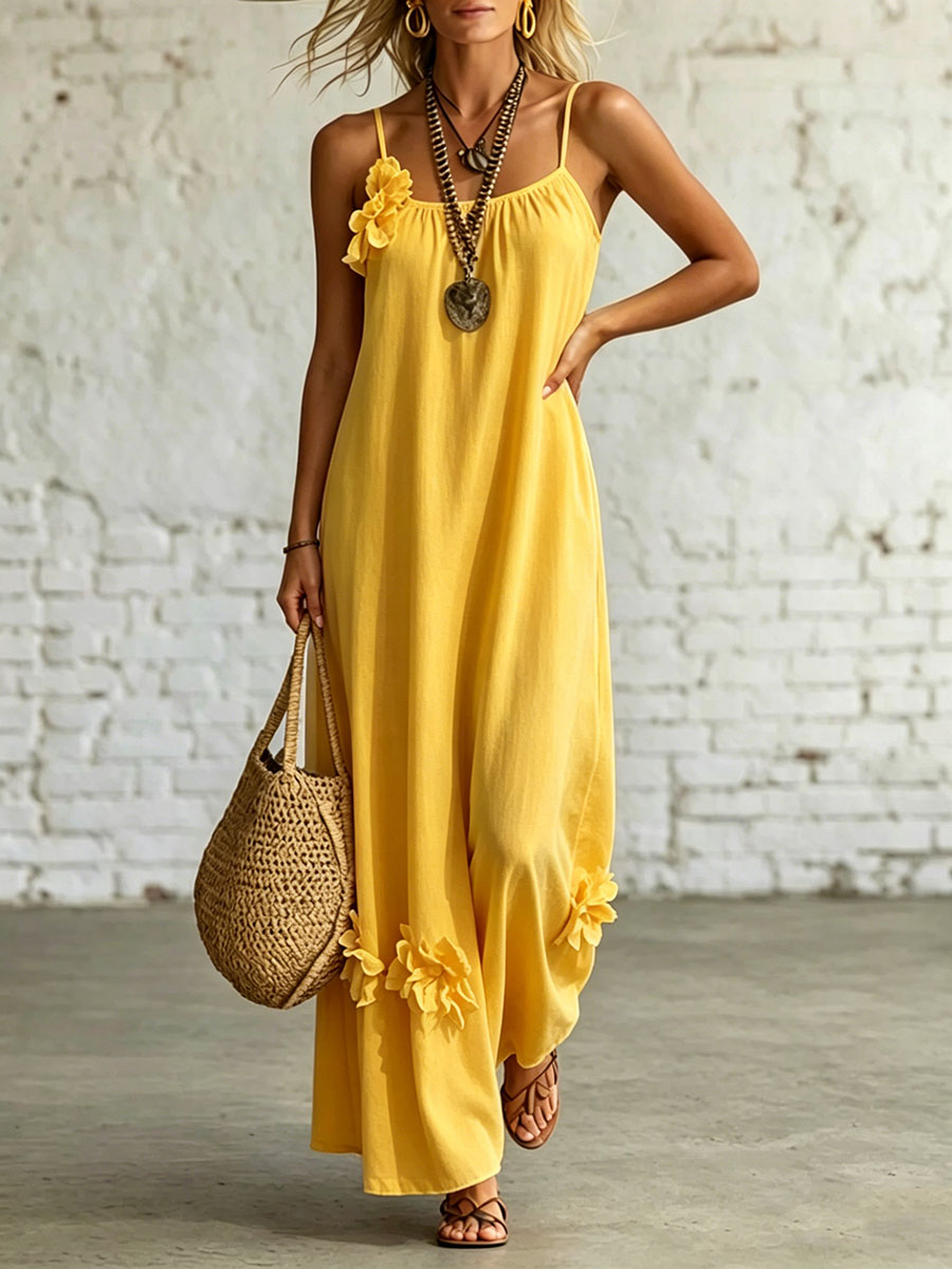 Women's Sleeveless Straps Loose-fit Casual Dress