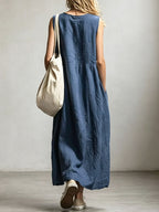 Women's Sleeveless Round Neck Wide-leg Jumpsuit