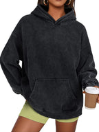 Unisex Casual Oversized Acid Wash Tops Hoodie Pullover
