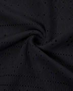 Sleeveless Ruched Cinched Waist Draped Bandeau Dress Eyelet Embroidery Slit Asymmetrical Hem Vacation Dress