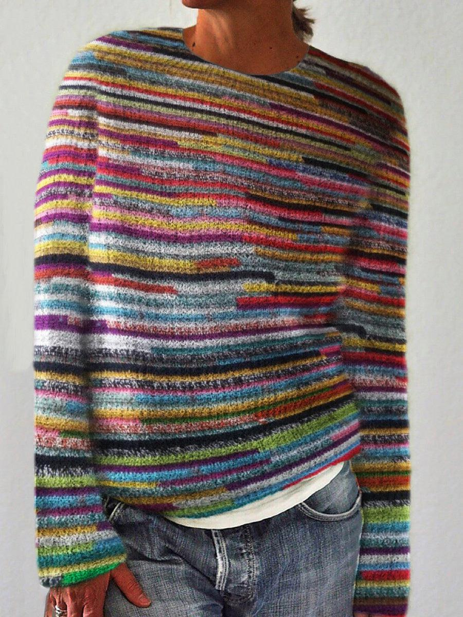 Floweary Unique Striped Long Sleeve Sweater