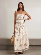 Vintage Floral Tiered Maxi Dress | Square Neck Cami Sundress