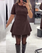 Elegant Shimmering Mesh Patchwork Dress