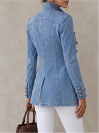 Retro Denim Jacket With Decorative Buttons