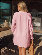 Effortless Long-Sleeve Linen Tunic Dress