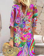 Colorful Floral Print Dress