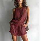 Effortless Pinstripe Sleeveless Romper