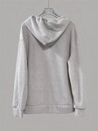 Button-Front Drawstring Hoodie