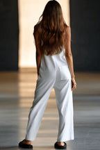 Sleeveless Solid Color Round Neck Jumpsuit