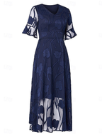 Sheer Sleeve V-Neck Floral Dress