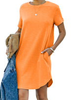 🔥Women's Casual Short Sleeve T Shirt Dress Basic Dresses with Pockets(Buy 2 Free Shipping)