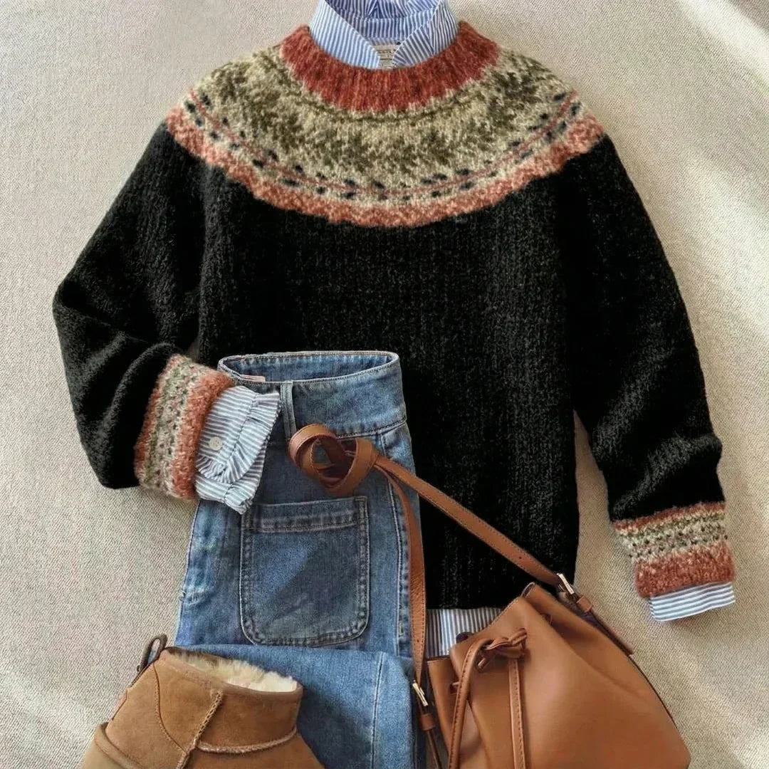 Black-Chic Vintage Knit Sweater