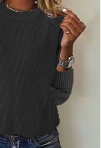 Floweary Simple Plain Round Neck Sweater