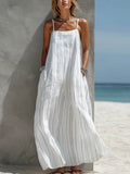 Women's Striped Print Casual Loose-fit Cotton-linen Sundress