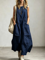 Women's Sleeveless Round Neck Wide-leg Jumpsuit