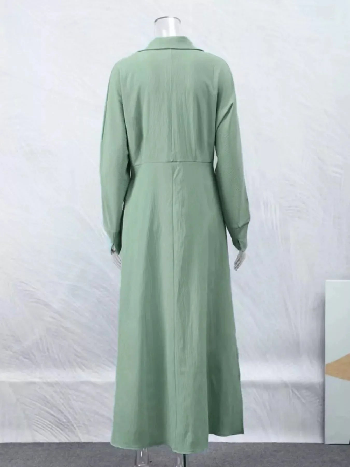 Side Slit Long Sleeve Shirt Dress