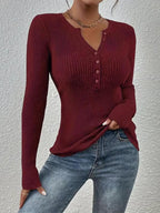 Elegant Chic Slim Fit Long Sleeve Round Neck Tops