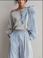 Striped Casual Elegant Straight Pants Women'S Suit