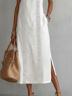 🌿 Retro Cozy Lace Minimalist Linen Dress