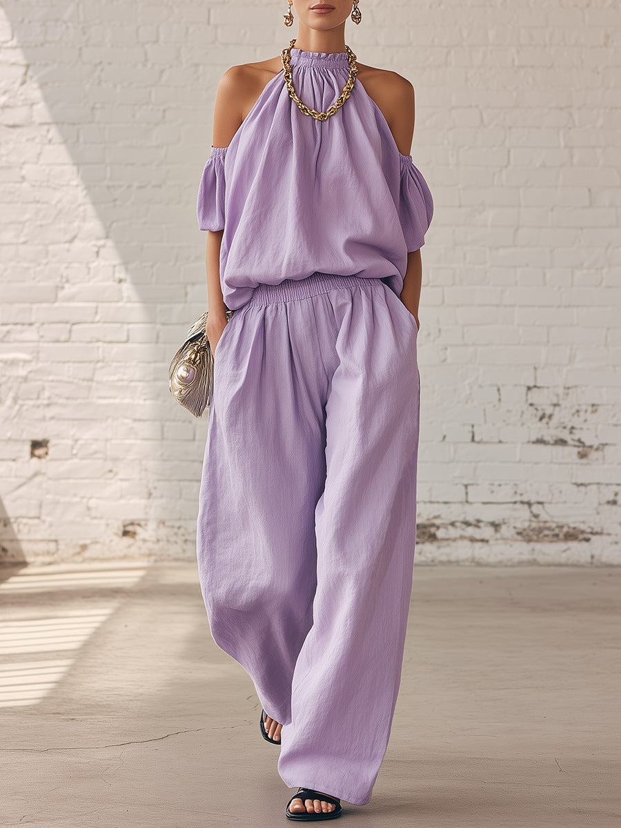 Halter Top & Wide Leg Pants 2-Piece Set | Ultimate Comfort & Style