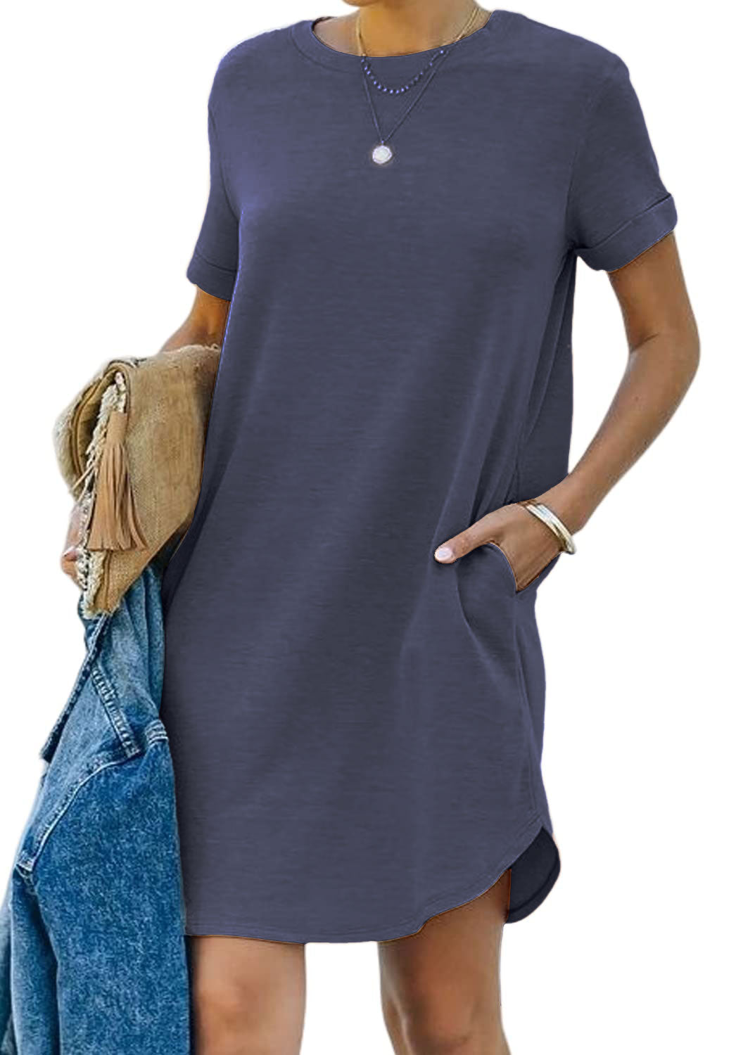 🔥Women's Casual Short Sleeve T Shirt Dress Basic Dresses with Pockets(Buy 2 Free Shipping)