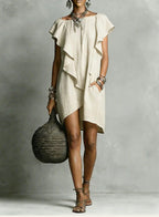 Elegant And Romantic Contrasting Color Ruffle Dress