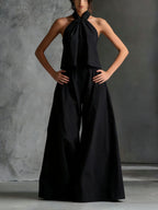 Halter Neck Wide-Leg Two-Piece Formal Set