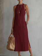 🌿 Retro Cozy Lace Minimalist Linen Dress