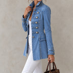 Retro Denim Jacket With Decorative Buttons