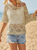 ? Handmade Crochet V‐Neck Boho Top | Apricot Summer Essential