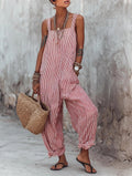 Square Spaghetti Strap Loose Baggy Balloon Leg Ruffle Ankle Casual Vacation Overalls